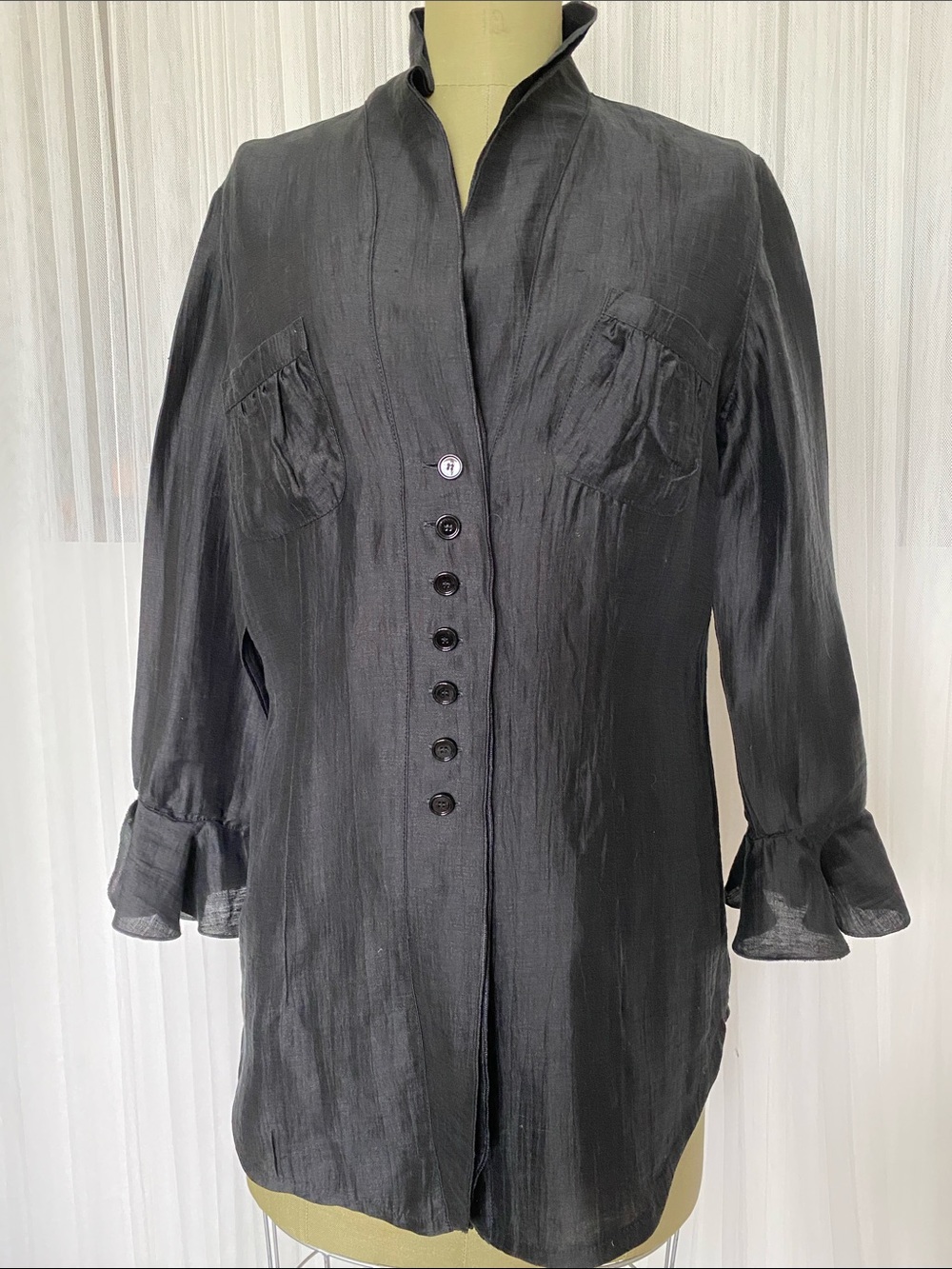 Taifun Button up Black Top/Blouse Size 12